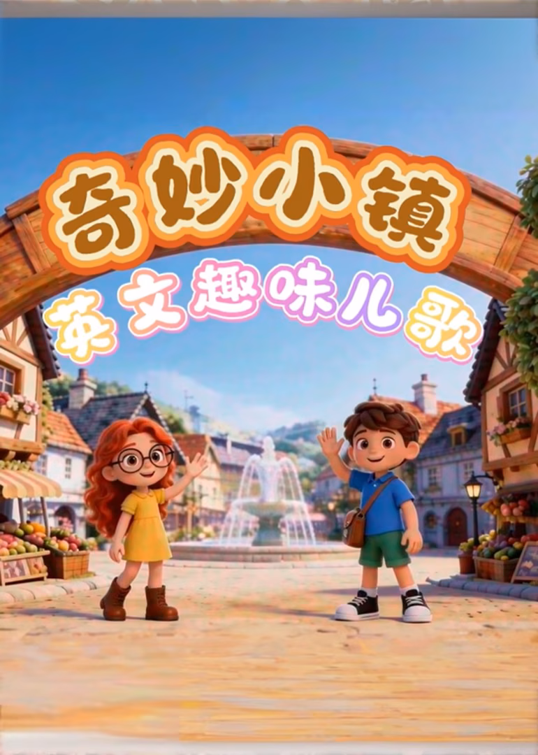 奇妙小镇趣味英文儿歌海报