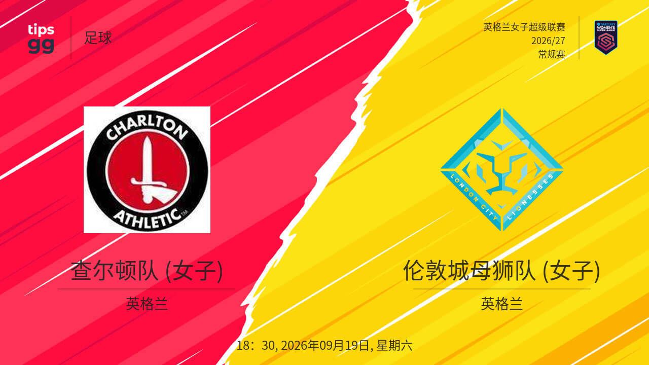 26_27赛季英女超第3轮全场回放:查尔顿女足vs伦敦城雌狮女足(2026)海报